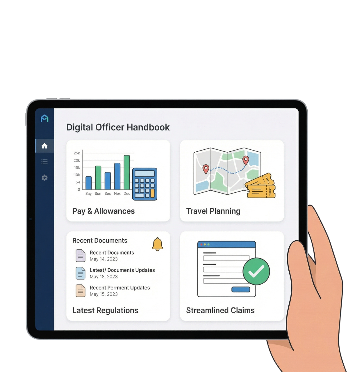 Digital Officer Handbook benefits overview tablet interface